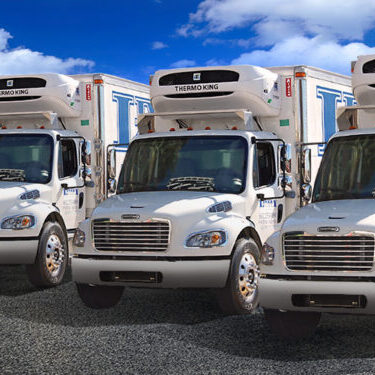 A fleet of refrigerated delivery trucks